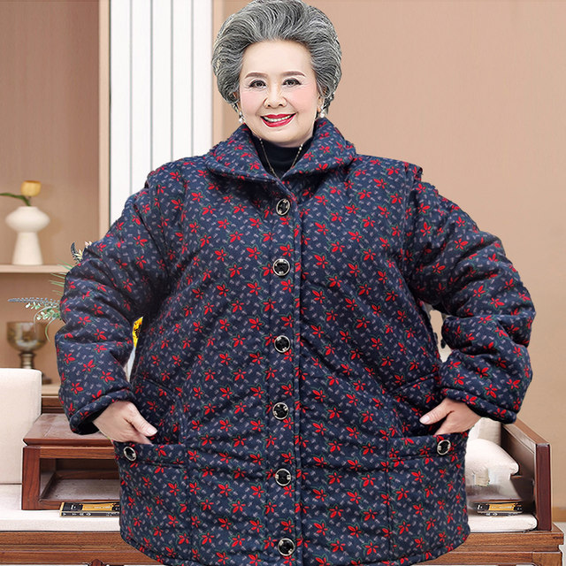 300Jin [Jin is equal to 0.5kg] Fat grandma's velvet thickened cotton-padded jacket for the elderly, extra-large size winter clothing for the elderly, mother's cotton-padded jacket