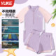 Children's swimsuits girls split swimsuit suits professional training 2025 new mid-to-large children's quick-drying summer suits