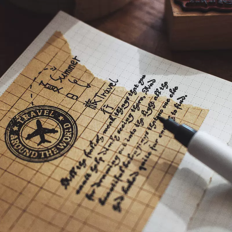 暮光之城牛皮纸方眼基础款格子横线手帐胶带拼贴