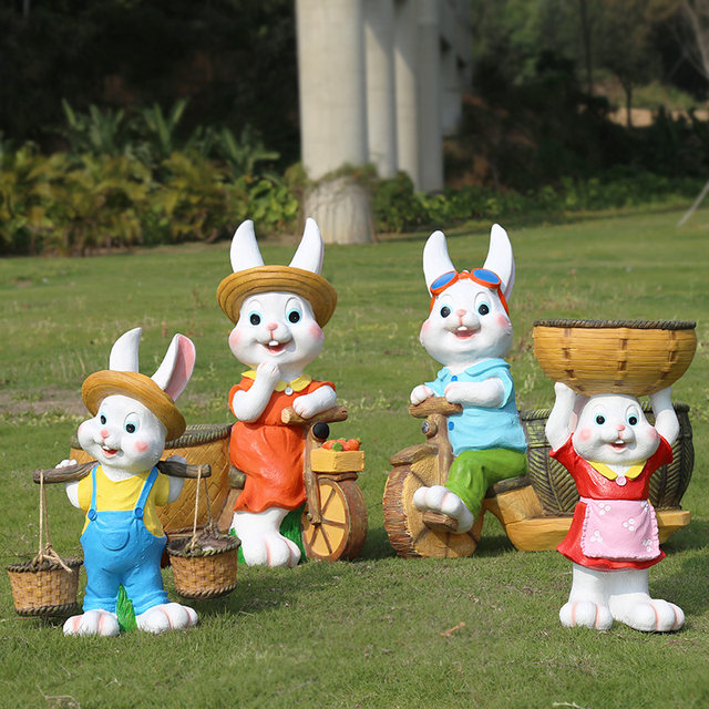 Garden courtyard creative resin large cartoon sculpture succulent decorative flower pot pot garden garden gardening rabbit decoration landing
