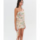 For Love and Lemons 24 spring and summer new style pleated chiffon printed one-shoulder dress