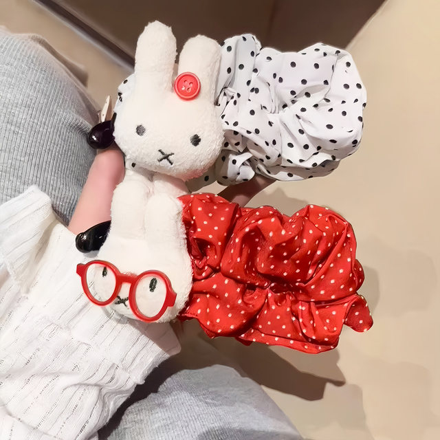 Cute polka-dot large Miffy rabbit with huge hair volume, banana clip at the back of the head, versatile girly heart hair clip hair accessory