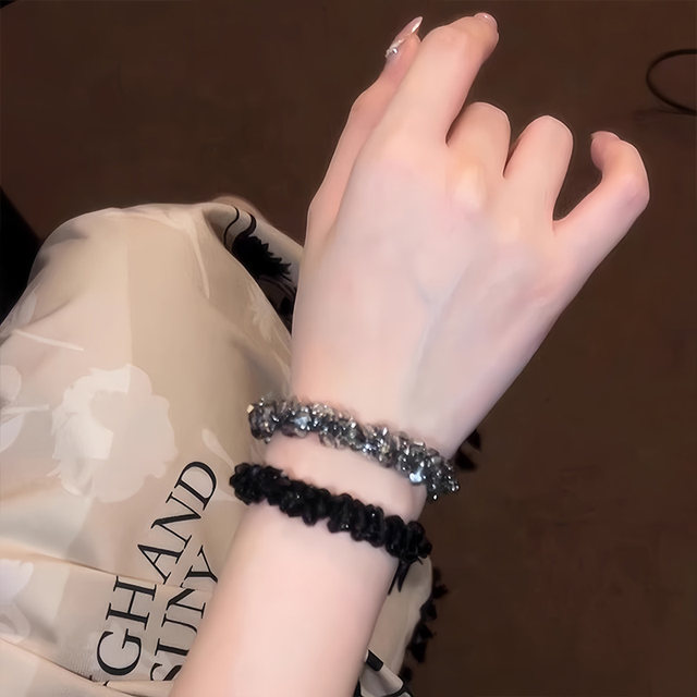 Korean rhinestone light luxury head rope 2025 new style broken ice high-end hair circle celebrity hair rope bracelet dual-purpose hair accessories