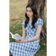 HeyDress French V-neck Plaid Dress Women's Summer 2025 New Retro Printed Slim Slim Skirt