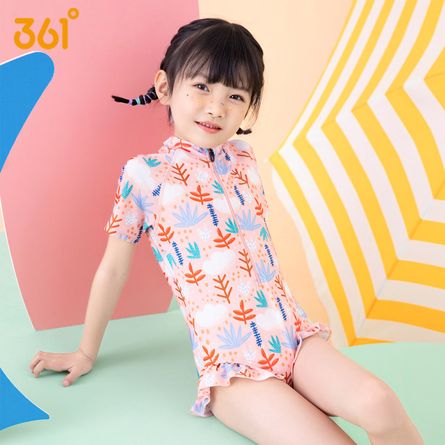 361 degree girls swimsuits, triangle bikini children, girls one-piece professional training swimsuits, medium and big children
