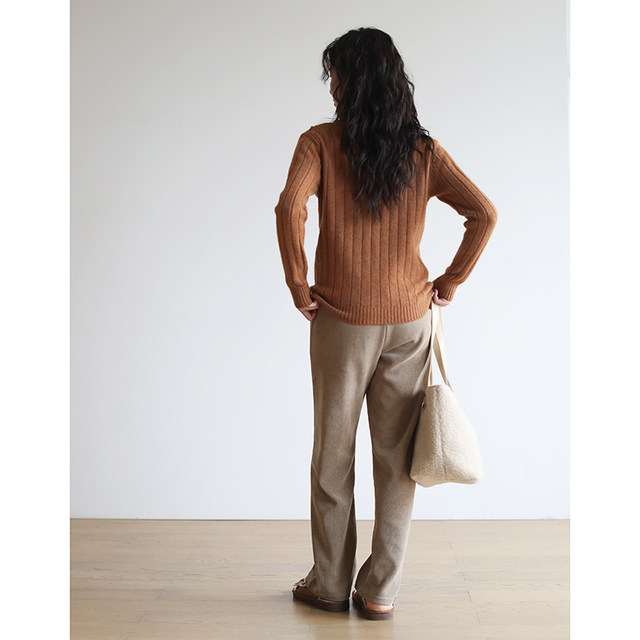 Pumpkin color turtleneck sweater for women 2025 new winter thickened inner knitted top pile collar base shirt