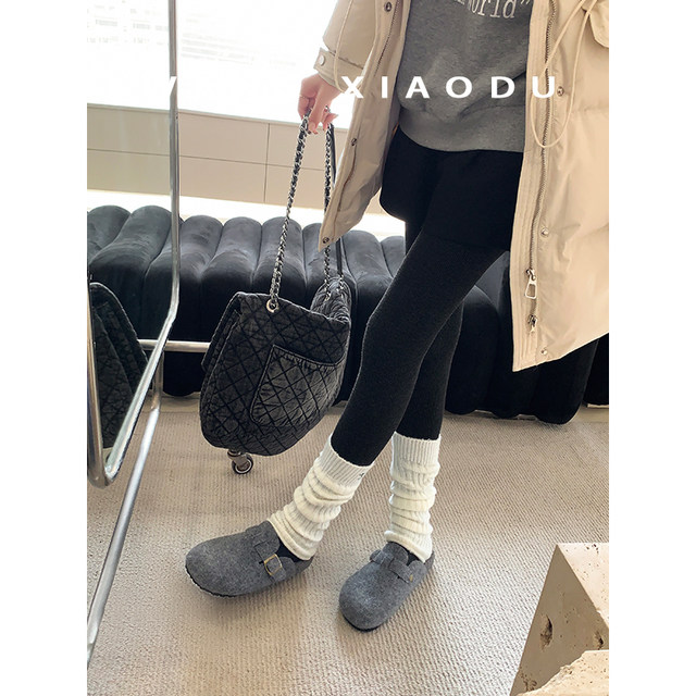 Woolen Birken 3cm height-enhancing Boken shoes for women all-inclusive new warm fur flat shoes