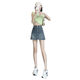 High-waisted denim short skirt for women in 2025 new summer slim large size small A-line hip skirt skirt