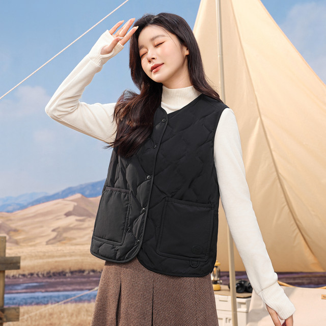 Snow Fly 2025 autumn new women's down vest vest versatile wear outside outdoor casual and fashionable round neck