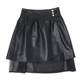 Sewed skirt 2025 autumn new genuine leather high waist leather skirt sheepskin tulle skirt black mid-skirt slim skirt