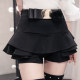Ruffled cake skirt for women in spring and summer versatile slim and anti-exposure A-line miniskirt elastic waist pleated skirt pants