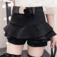 Ruffled cake skirt for women in spring and summer versatile slim and anti-exposure A-line miniskirt elastic waist pleated skirt pants