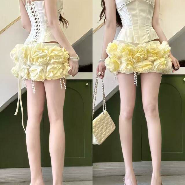HY Fashion Vietnamese niche sexy backless halter neck strap top floral short skirt summer high waist dress