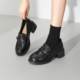 Gomeqi's new spring 2025 women's shoes British style two-wear loafers women's patent leather shallow mouth thick heels