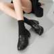 Gomeqi's new spring 2025 women's shoes British style two-wear loafers women's patent leather shallow mouth thick heels