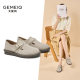 
Gomeki leather Birkenstock shoes for women 2025 spring new round toe retro flat sole one-foot heel half-tugging shoes