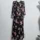 Nj mulberry silk screen eye V -neck cuff dressing mid -long skirt A -line skirt 5012 Mom is elegant
