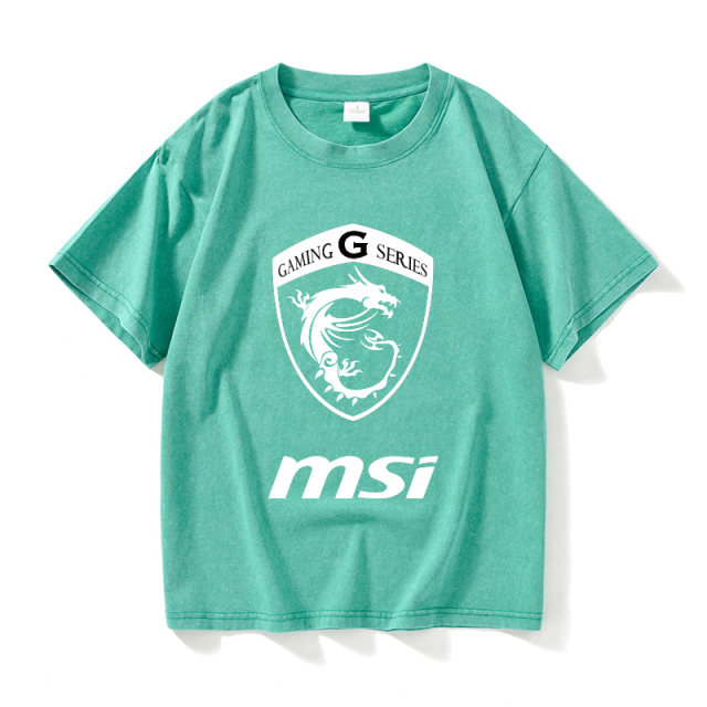 MSII MSI Red Dragon LOGO Computer City Gection Term T -shirt Short -sleeved Student clothes Female and Men's Ladder Big