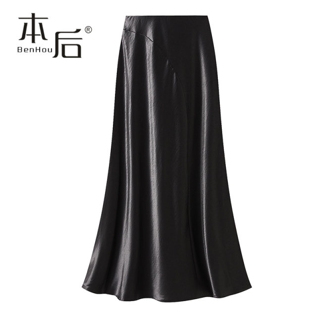 9860 Thin irregular satin fishtail skirt summer women's long skirt new slim and elegant skirt imitates jealous