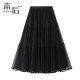 D2302 Starry sky bright silk mesh skirt for women on both sides of women's spring and summer medium-length pleated skirt A-line drooping gauze skirt