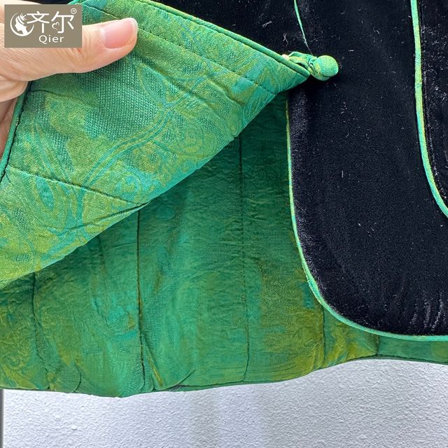 
Cotton double-sided new Chinese-style velvet jacket for women in autumn and winter, high-end button-down Tang suit mother's cotton coat