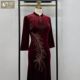 
Extra long fishtail dress, new velvet mother's dress, elegant embroidery heavy industry Xi mother-in-law cheongsam wedding banquet dress