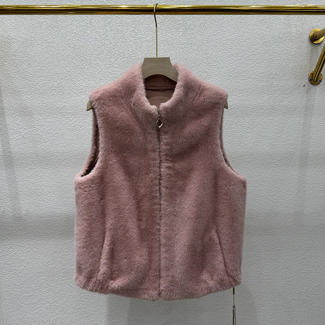 
High-end Haining fur vest for women 2025 winter new stand-up collar fur one-piece coat mink velvet vest vest