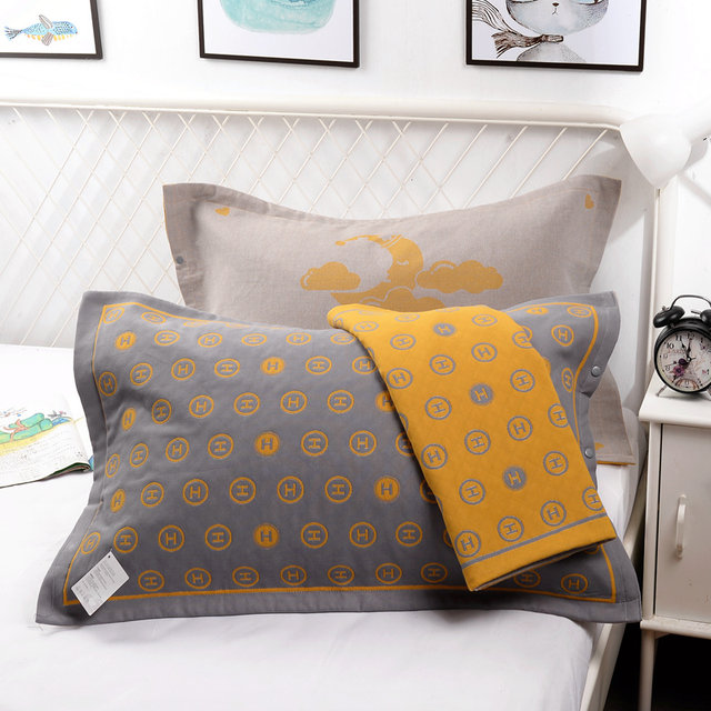 High-density pure cotton gauze snap pillowcase 48*74/student adult pillow core cover pillow cover cover pair thickened and breathable