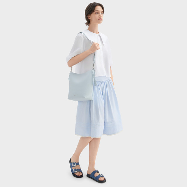 CHARLES/KEITH25 summer new model CK1-71720088 bright diamond square buckle thick sole Birken exterior slippers