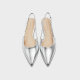 CHARLES/KEITH25 Summer New CK1-70381123 Pointed Toe Flat Chain Diamond Decoration Sandals Single Shoes
