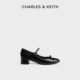 
CHARLES/KEITH Autumn and Winter Women's Shoes CK1-60580298 Bow Mary Jane Shoes Thick Heel Single Shoes Women