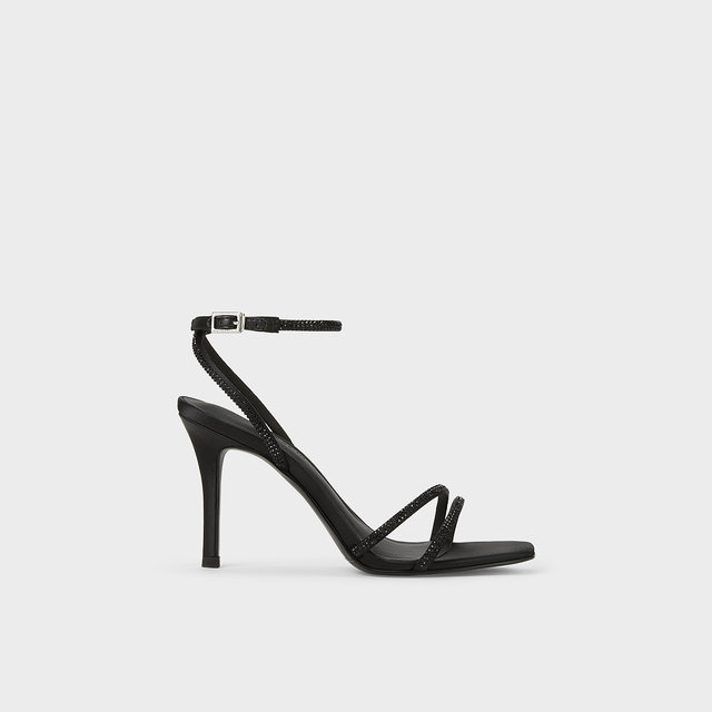 CHARLES/KEITH summer women's shoes CK1-60280423 French bright diamond one-length strap high heel sandals women's shoes