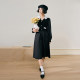 PIT retro temperament, elegant and simple slim dress for women 2024 autumn new little black skirt