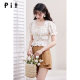 PIT button-down shirt for women in summer new women's floral elastic square collar puff sleeve sweet top