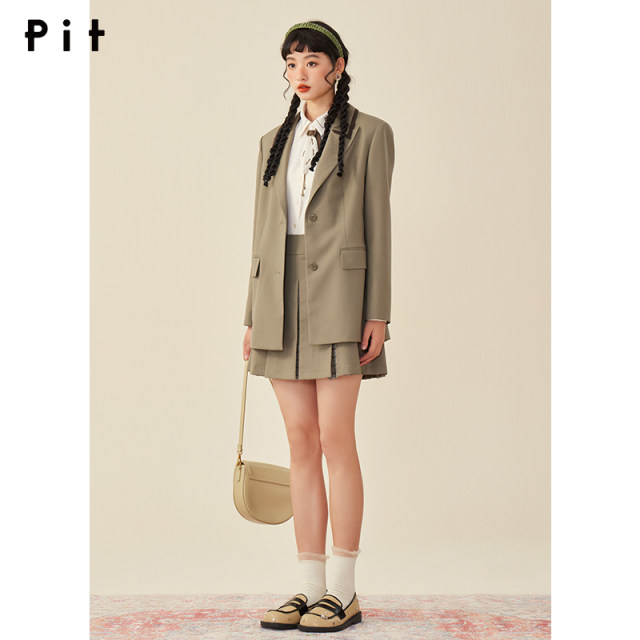 PIT retro a-line short skirt high waist slim pleated skirt for women 2024 autumn clothes new small person high skirt
