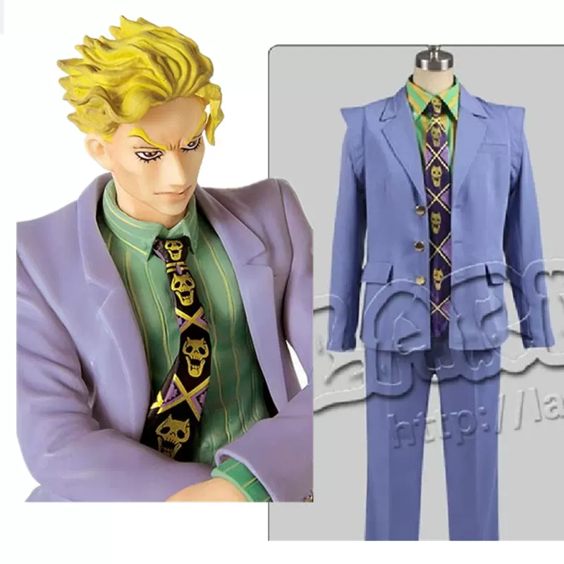 Jojo的奇妙冒险不灭钻石吉良吉影cosplay服装定做紫白蓝