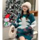 2022 Christmas themed girls' large size sweater autumn and winter new lazy style red mid-length pullover sweater