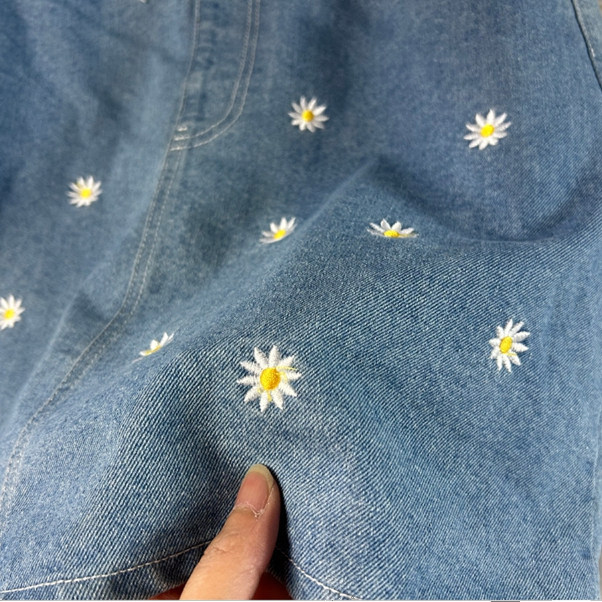 Denim short skirt for women in spring and summer new large size fat mm slim high waist A-line straight short skirt embroidery
