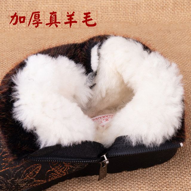 Winter Northeastern pure wool women's shoes, old Beijing cloth shoes, plus velvet cotton shoes for the elderly, middle-aged and elderly non-slip warm mother's shoes