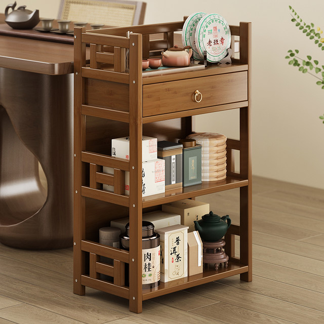 Tea cabinet tea rack setting rack living room Tea room small solid wood ...