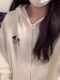 Cute rabbit ear thin hooded sweatshirt for women in spring and autumn 2025 new oversize loose cardigan lazy jacket