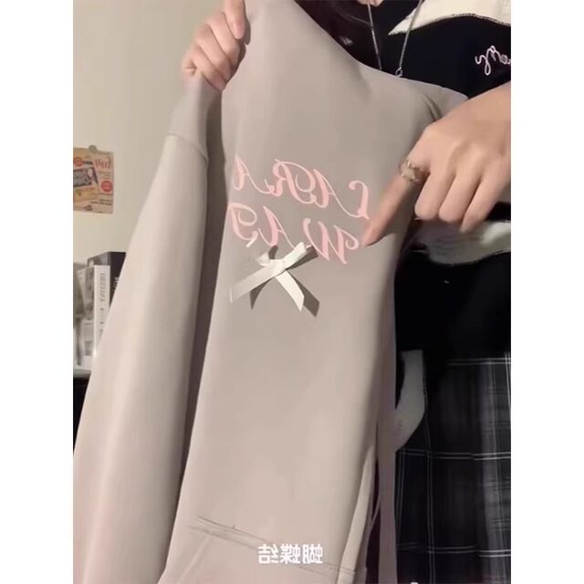 Cat thin hooded sweatshirt for women with spring and autumn 2025 new oversize loose cardigan lazy style jacket