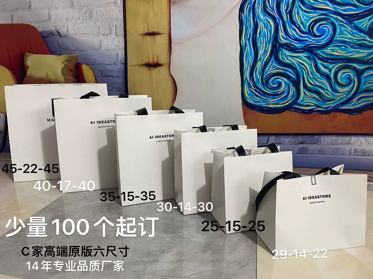 13年老店ins风定做服装店广告女装丝带手提包装礼品购物