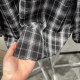Early autumn new women's black and white plaid thin foam cotton doll collar nine-point sleeve age-reducing cotton women's top is large size