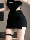 Hot girl slit skirt women summer high waist tight skirt small sexy irregular hip sports skirt