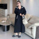 Yuanzijia large size autumn fat mm loose long sleeves round neck slimming temperament simple versatile hooded dress