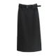 
YIMOXI mid-length skirt for women with high waist straight 2025 summer temperament slimming back slit suit versatile skirt black