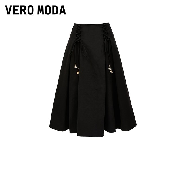 Vero Moda skirt women's 24 autumn new mid-waist A-line skirt mid-length simple temperament 32431G007
