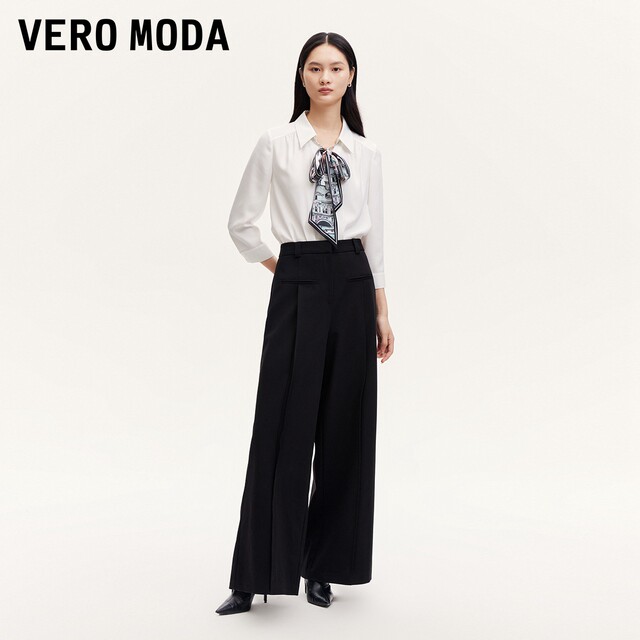 Vero Moda Shirt 24 Fall New Removable Chain Ribbon Cropped Sleeve Shirt Commuter 324331031