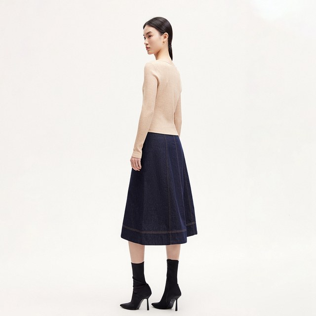 Vero Moda skirt 24 autumn new high-waisted A-line washed slim denim skirt fashion 324337031